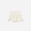 Cream Boucle Pleated Skirt