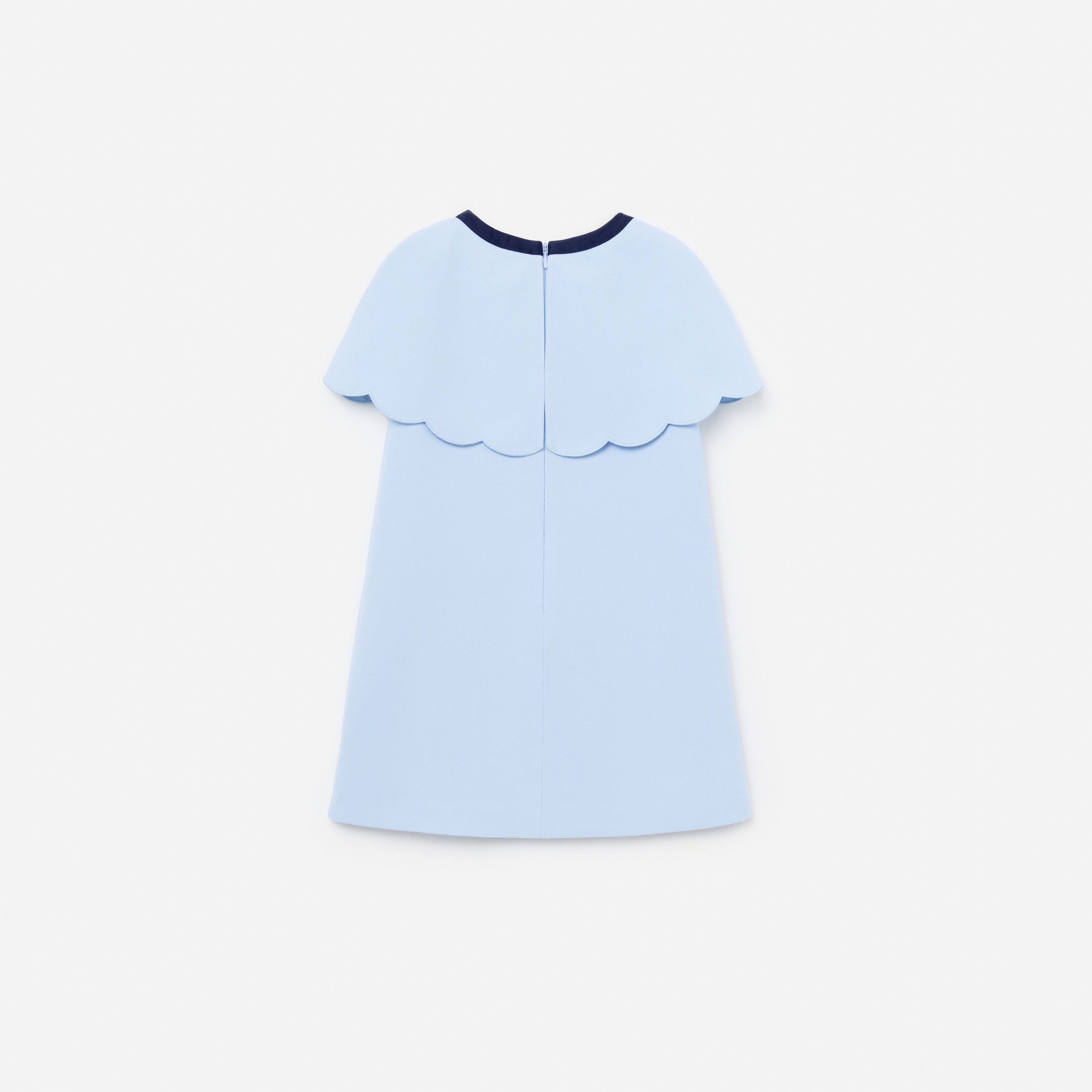 Blue Crepe Cape Dress