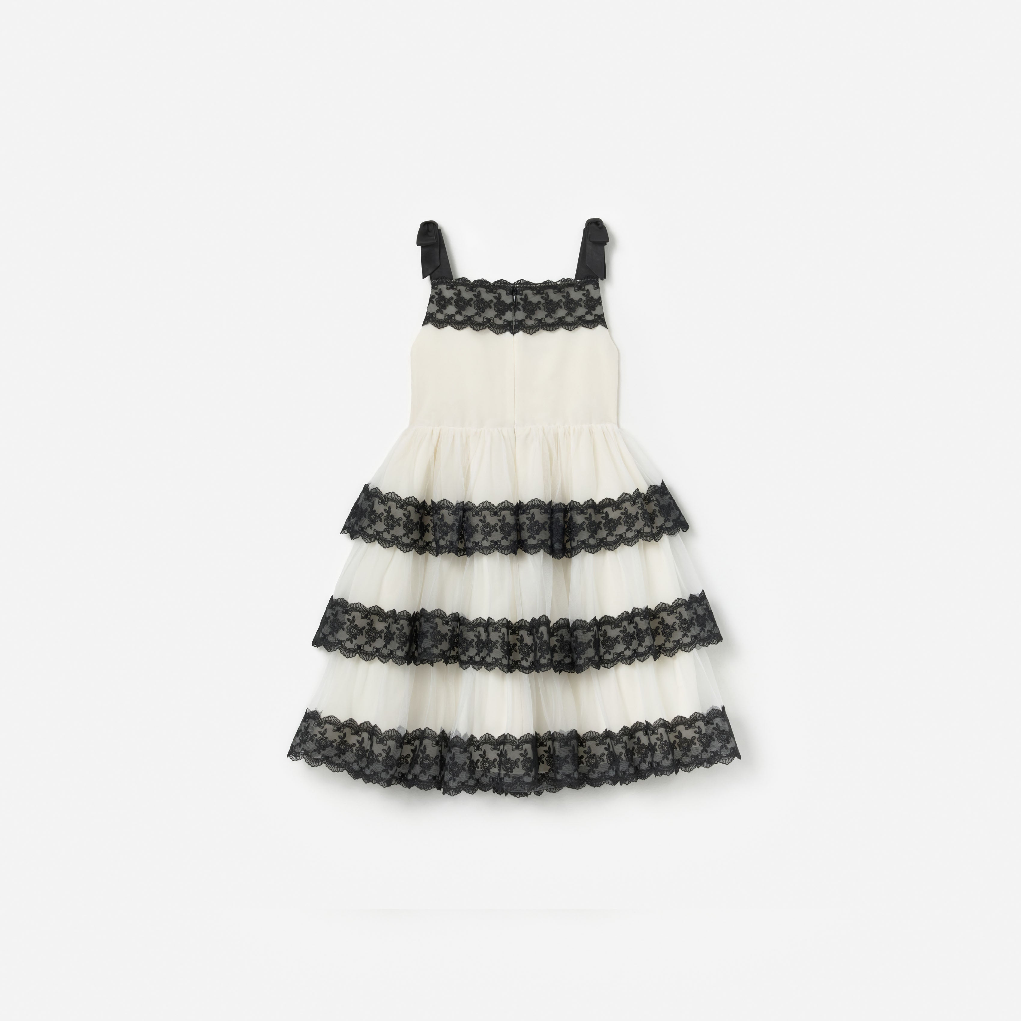 Cream Tulle Lace Tiered Dress