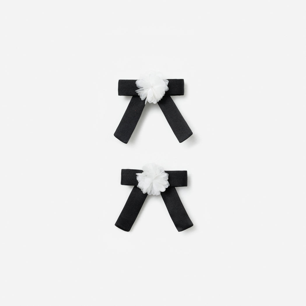 Black Chiffon Flower Bow Hair Clips