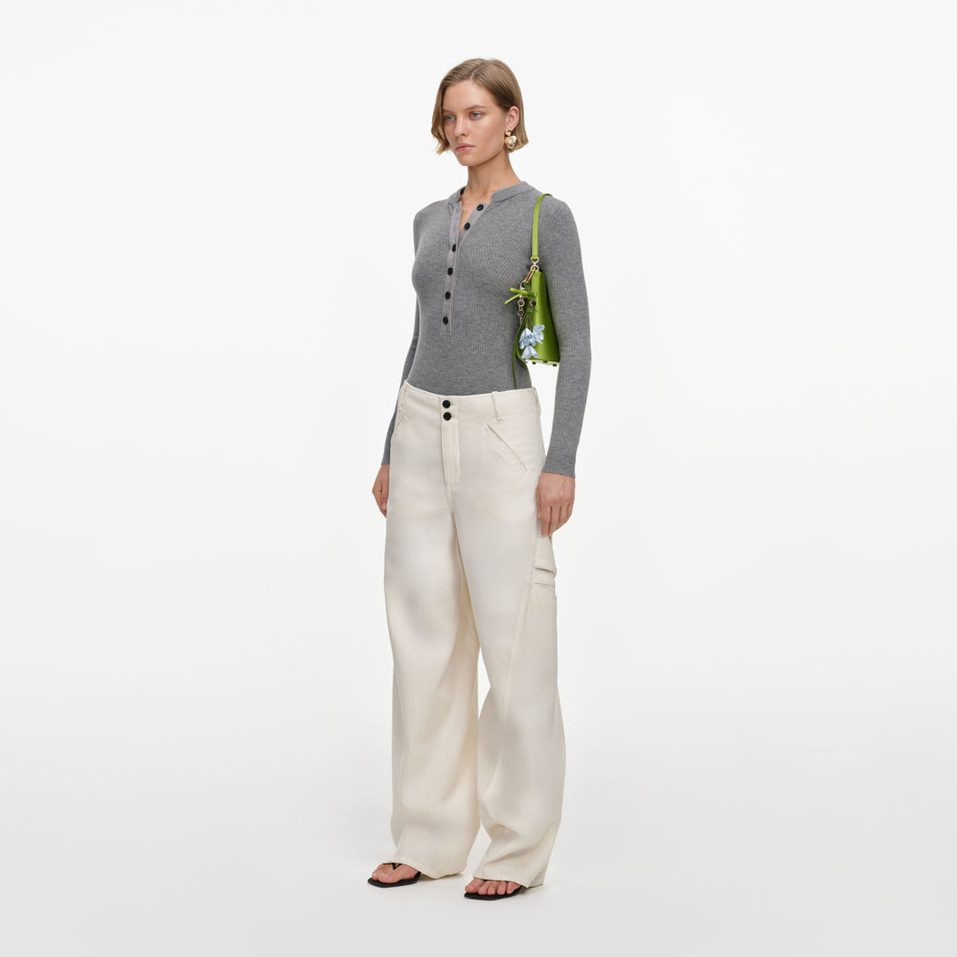 Cream Denim Pocket Trousers