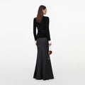 Black Chenille Satin Maxi Dress