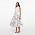 White Sleeveless Polka Dot Midi Dress