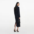 Navy Boucle Tailored Midi Dress