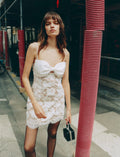 White Lace Bow Mini Dress