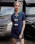 Denim Bow Mini Dress