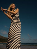 Navy Stripe Jersey Maxi Dress