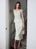 Lime Boucle Midi Dress