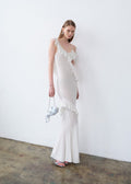 White Ruffle Knit Maxi Dress
