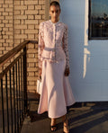 Pink Tailored Lace Midi Dress