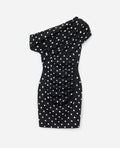 Polka Dot Draped Knit Mini Dress