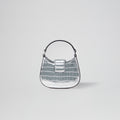 Silver Croc Crescent Bow Micro Bag