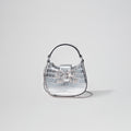 Silver Croc Crescent Bow Micro Bag