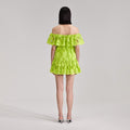 Green Lace Off Shoulder Mini Dress