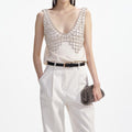 Cream Satin Diamante Bralette Top