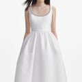 White Taffeta Diamante Midi Dress