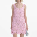 Pink Floral Lace Sleeveless Mini Dress