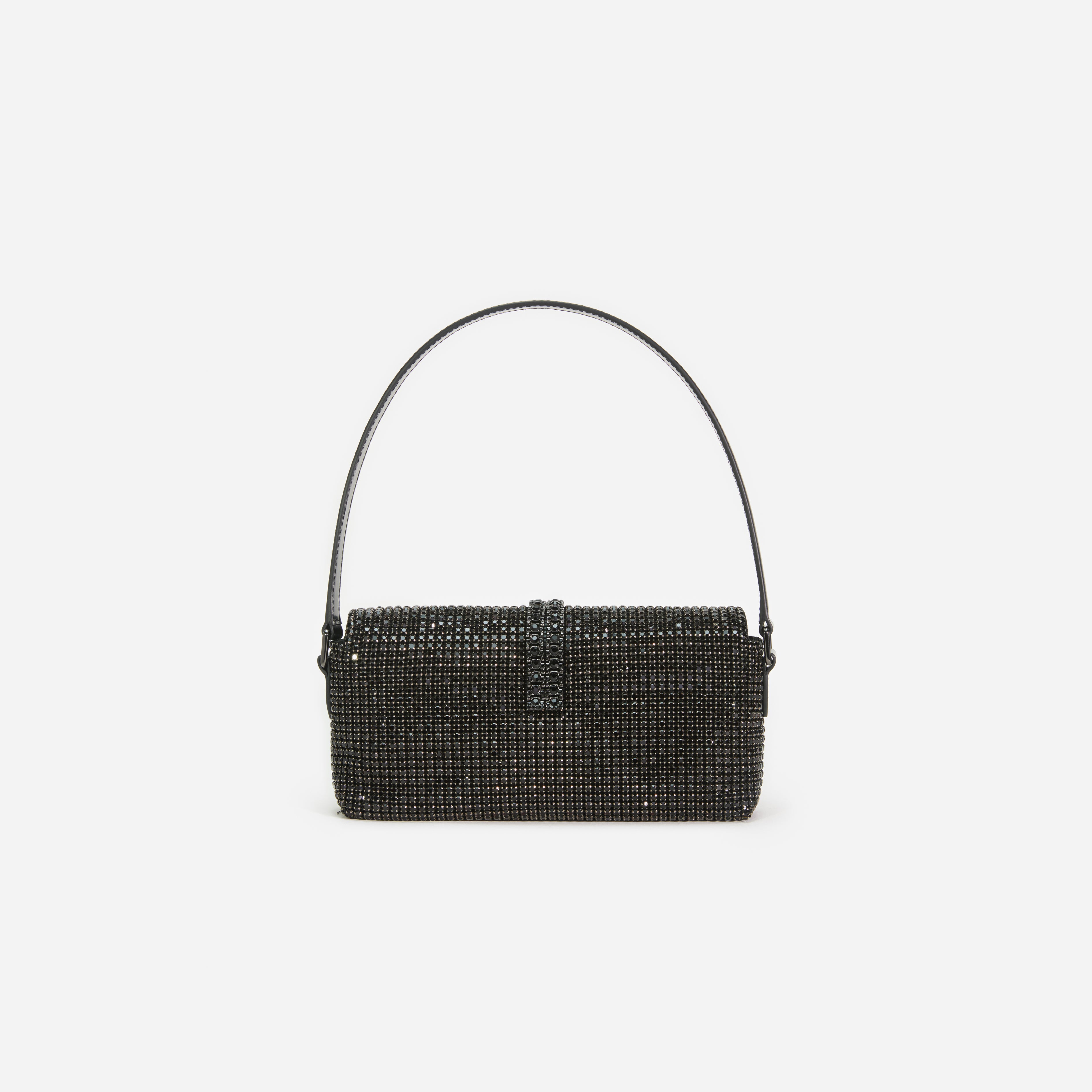 Black Rhinestone Chainmail Shoulder Bag