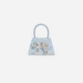Blue Rhinestone Denim Micro Bow Bag