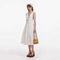 White Cotton Broderie Midi Dress