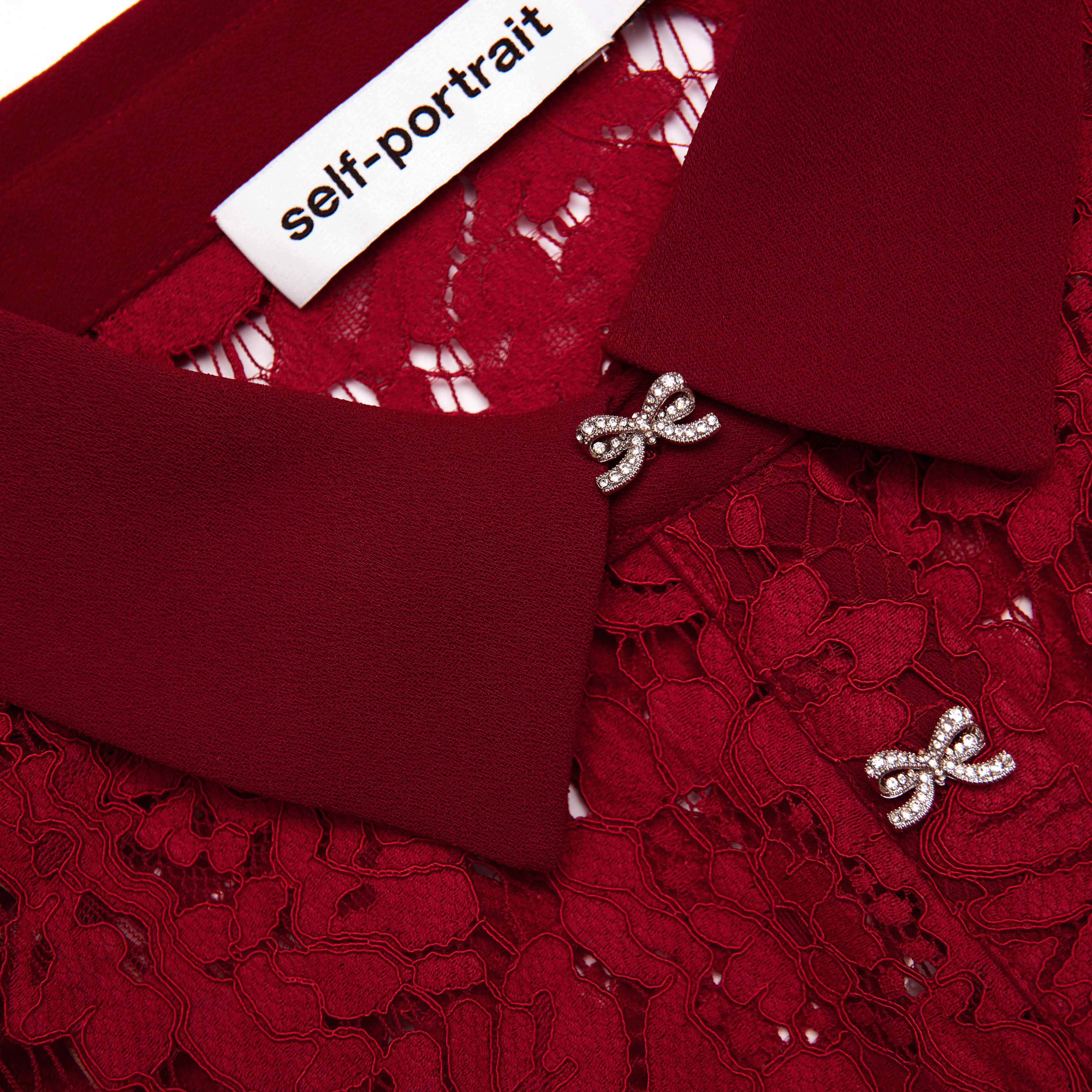 Burgundy Lace Peplum Midi Dress