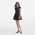 Navy Bow Embroidered Mini Dress