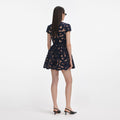 Navy Bow Embroidered Mini Dress