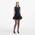 Navy Taffeta Mini Dress