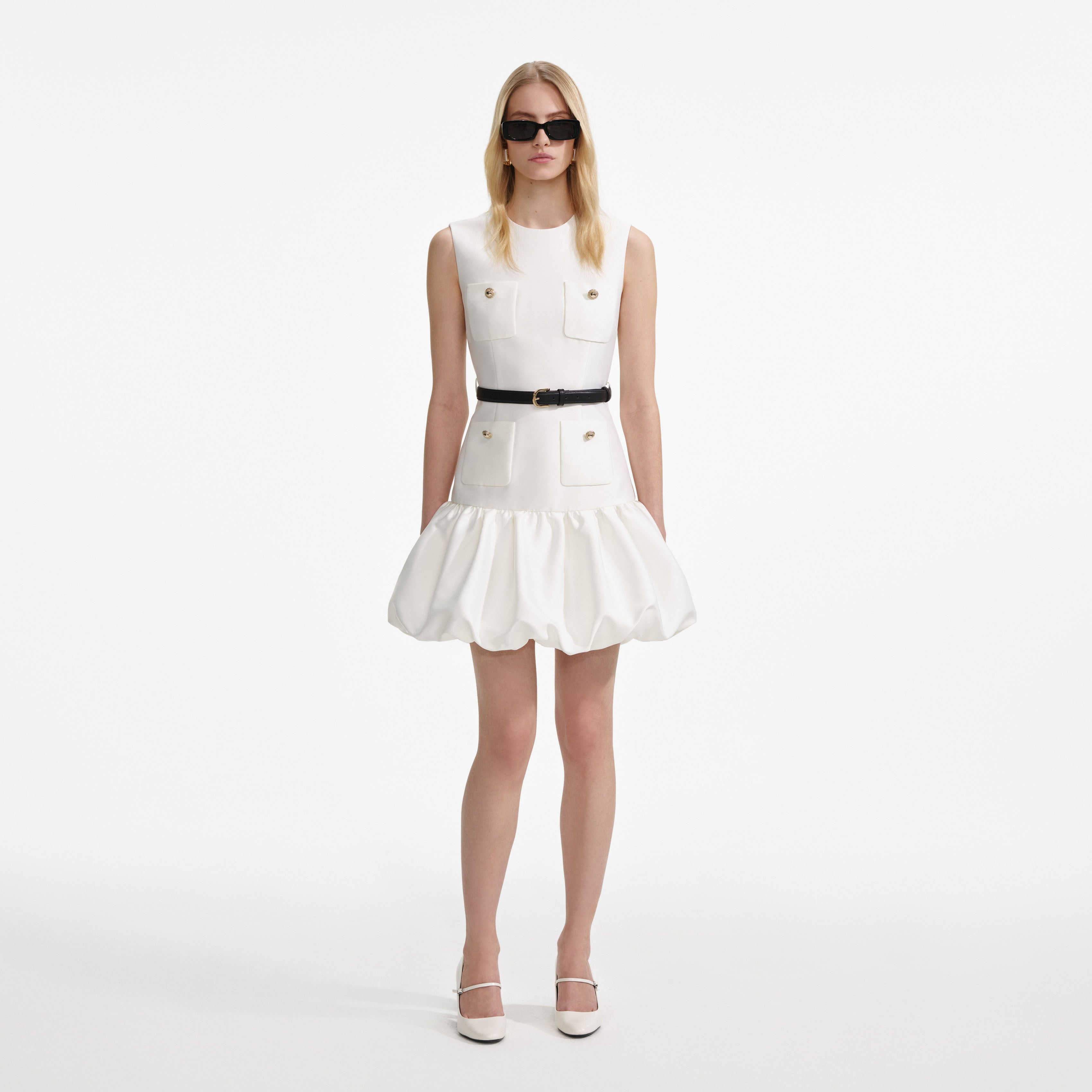 Cream Taffeta Mini Dress