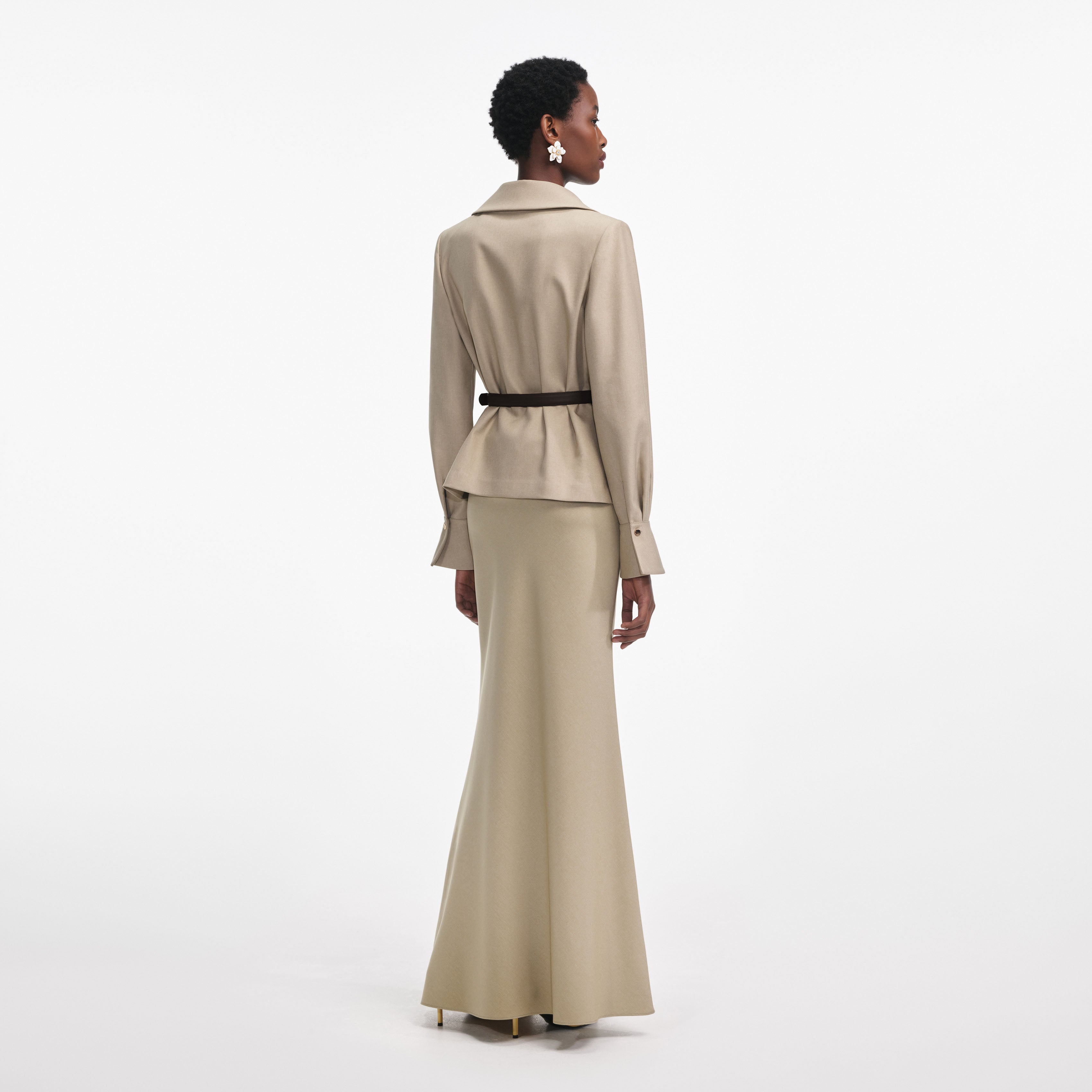 Beige Twill Maxi Dress