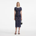 Navy Lace Contrast Collar Midi Dress