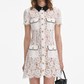 White Lace Contrast Collar Mini Dress