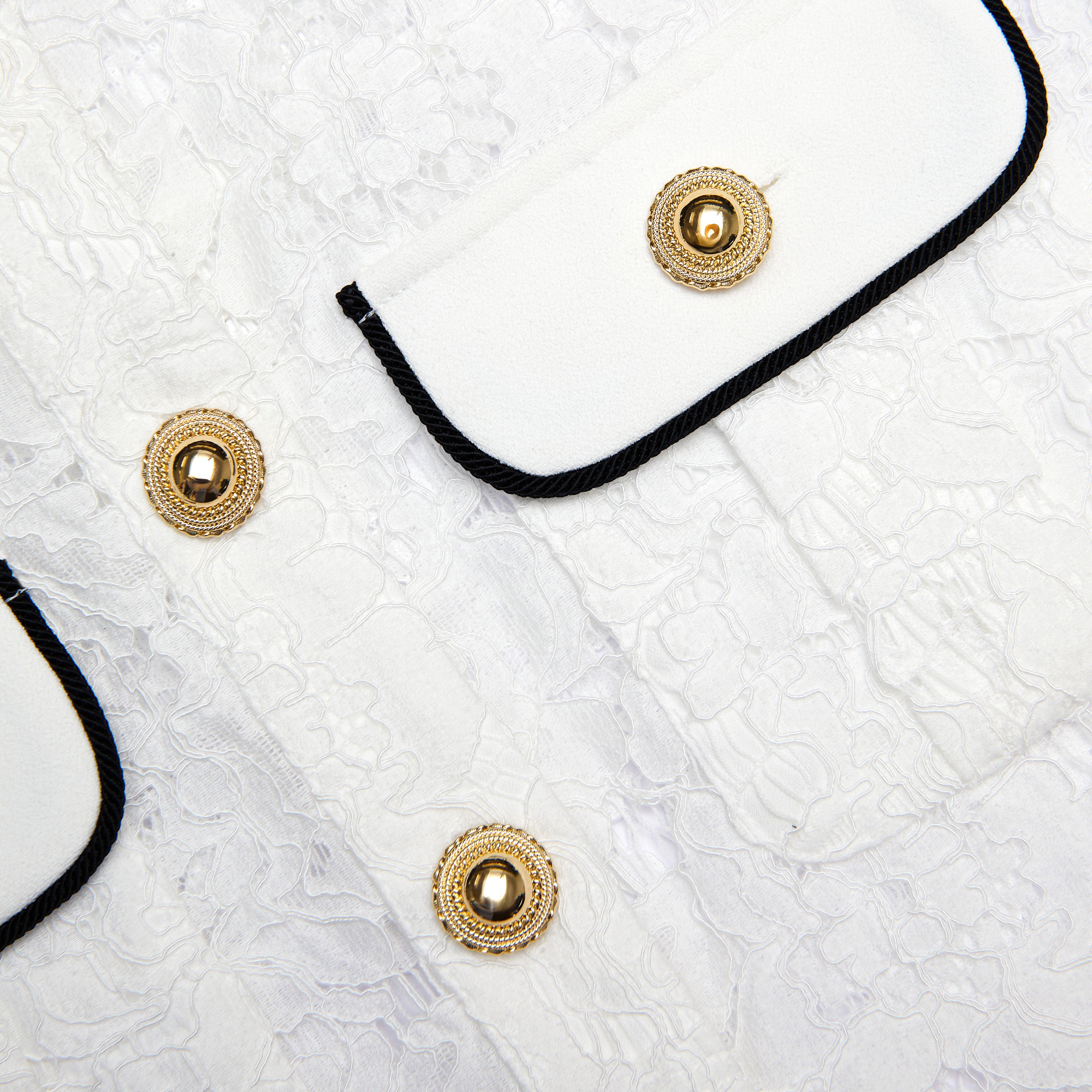 White Lace Contrast Collar Top