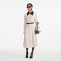Cream Twill Contrast Collar Midi Dress