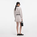 Cream Twill Pleated Mini Skirt