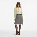 Yellow Boucle Contrast Collar Jacket