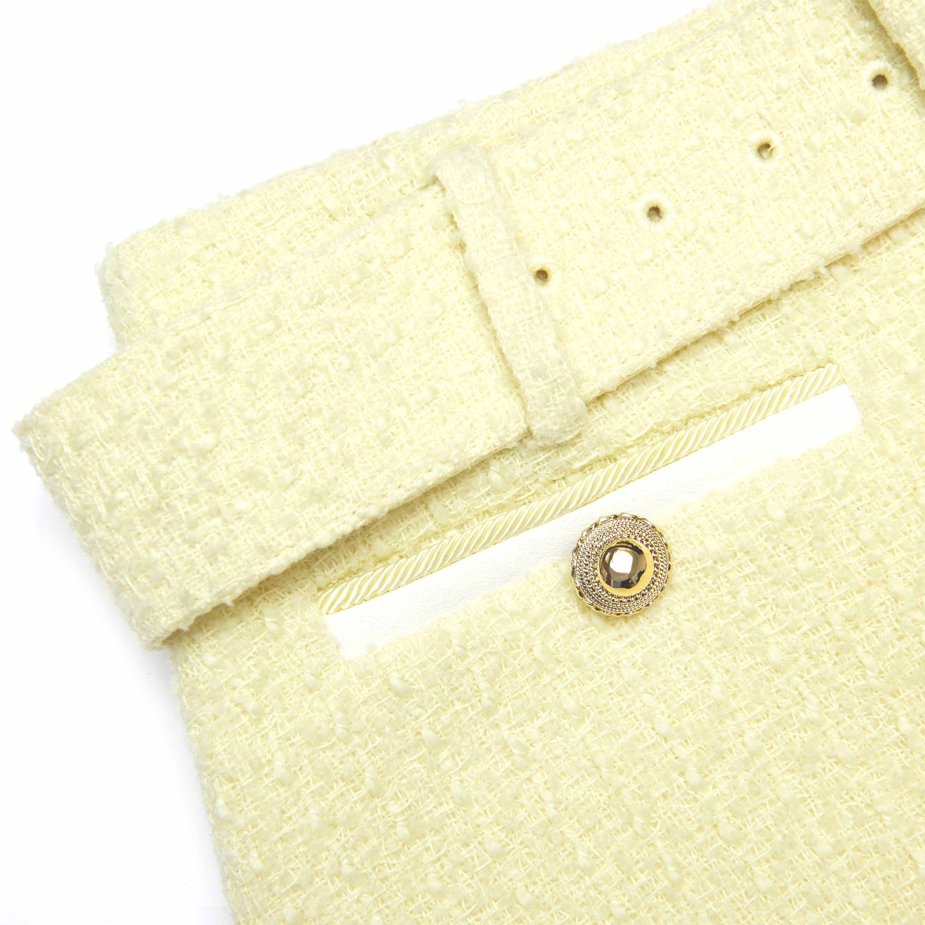 A close up of the fabric for the Yellow Boucle Skort