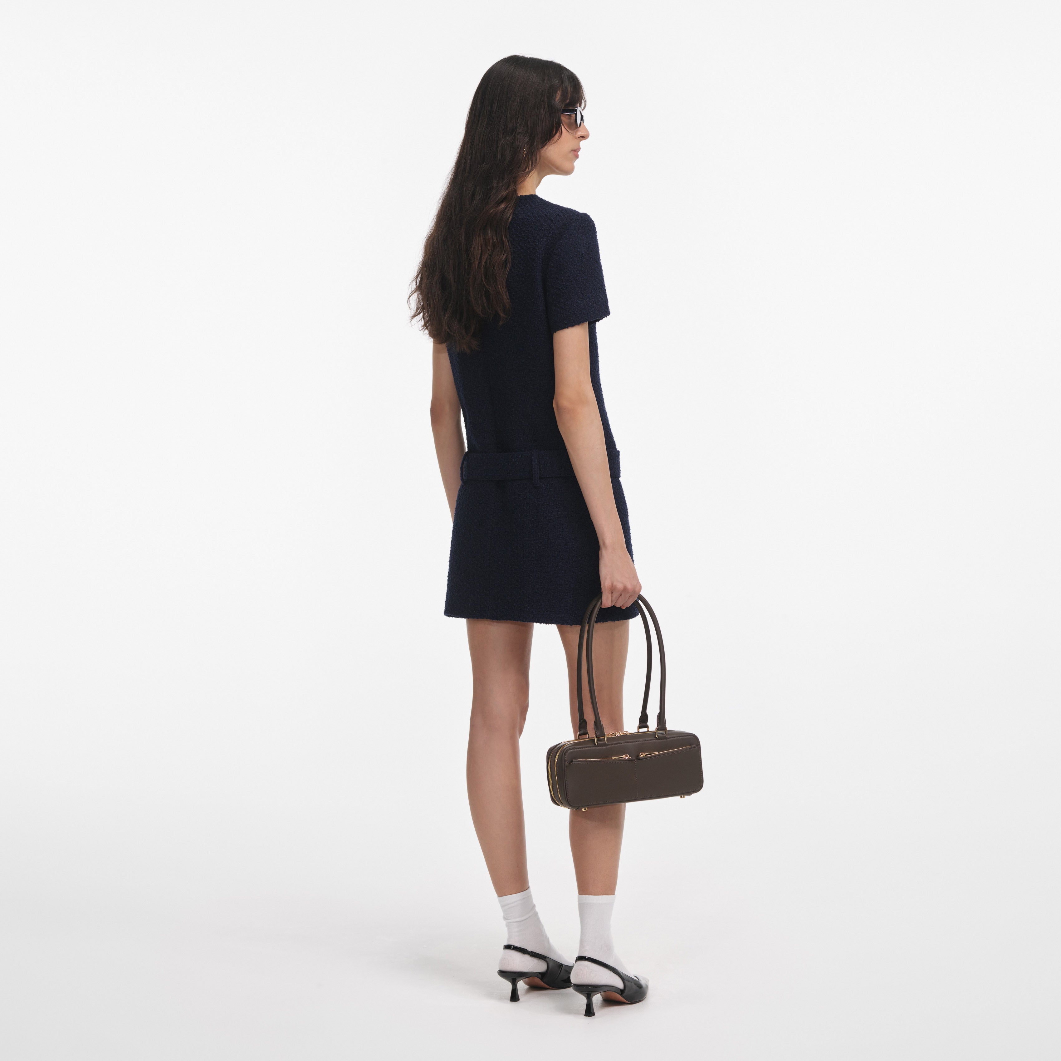 Navy Boucle Mini Dress