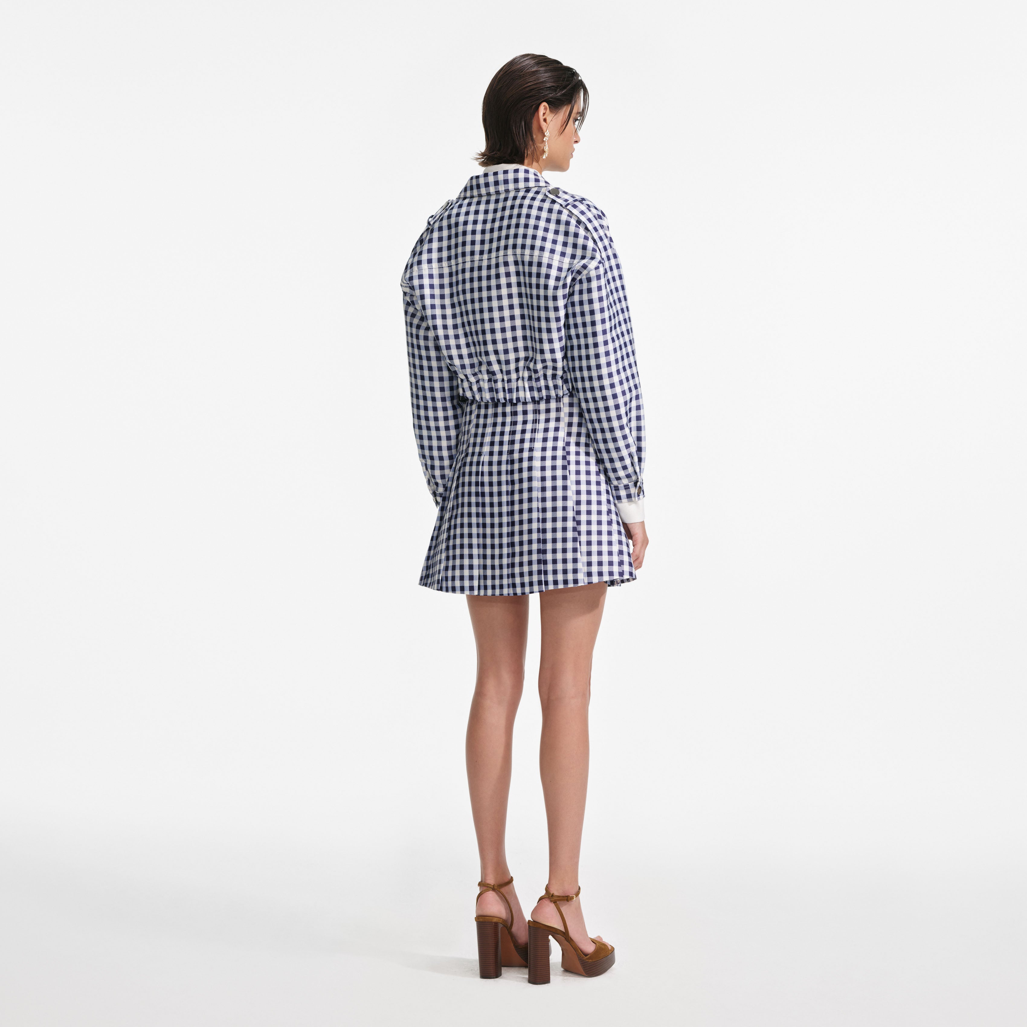 Navy Gingham Taffeta Jacket