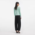 Green Ribbed Viscose Knit Top