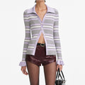 Grey Stripe Rib Knit Top
