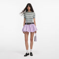 Grey Striped Crystal Trim Knit Top