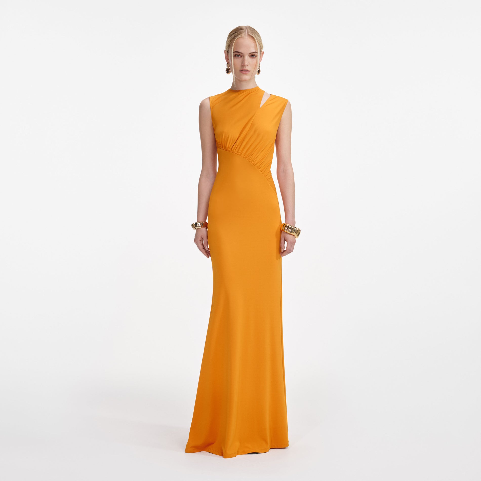 Burnt Orange Jersey Cut Out Maxi Dress