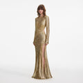 Gold Fil Coupe Maxi Dress