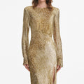 Gold Fil Coupe Maxi Dress
