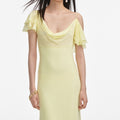 Yellow Georgette Frill Midi Dress