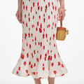 White Floral Plisse Midi Skirt