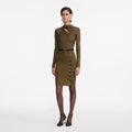 Khaki Cut Out Rib Knit Mini Dress