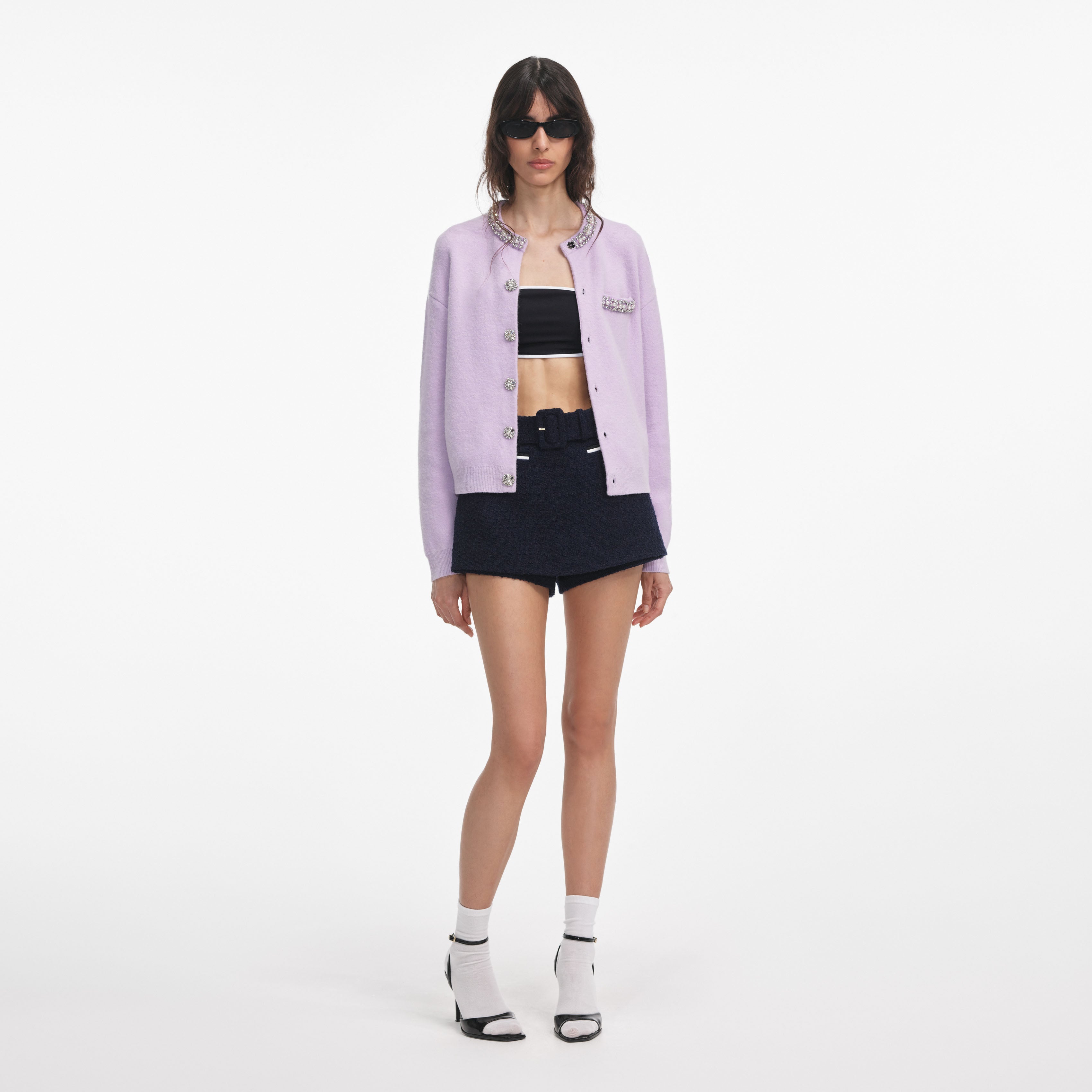 Lilac Crystal Trim Cardigan