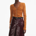 Burnt Orange V Neck Viscose Knit Top